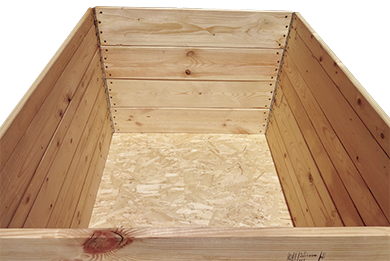 Cassa in legno standard dimensioni 120x100, componibile attraverso i parietali in legno con fondo cassa chiuso
